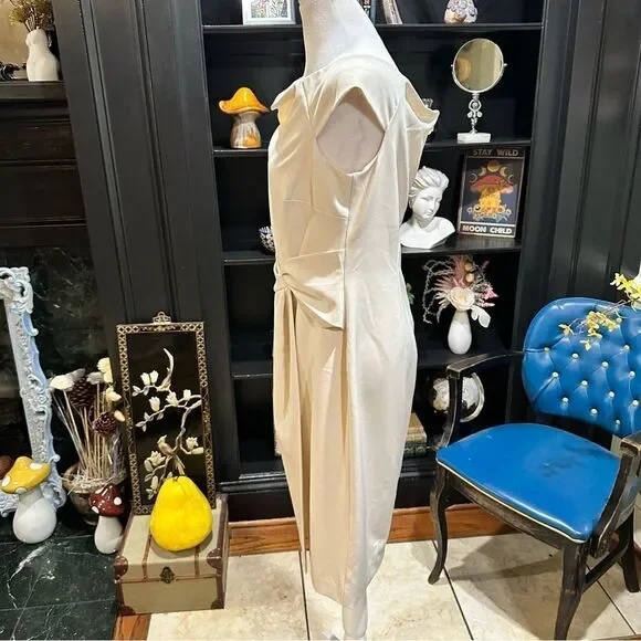 Lauren Ralph Lauren Off-Shoulder Dress – Size 10 – NWT – Mascarpone Cream - Picture 7 of 11